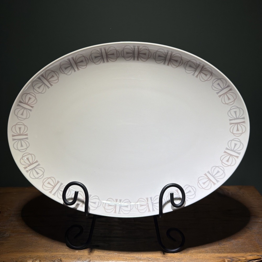 Franciscan Merry Go Round Oval Serving Platter 13" X 9.5" MCM Geometric Border
